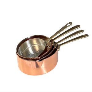 Vintage Copper Brass Measuring Cup Artisan Hammered Metal Kitchen Solid Rustic